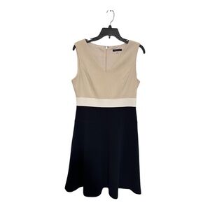 Tommy Hilfiger Sheath Dress Womens Size 10 Black Beige Colorblock Sleeveless Cla